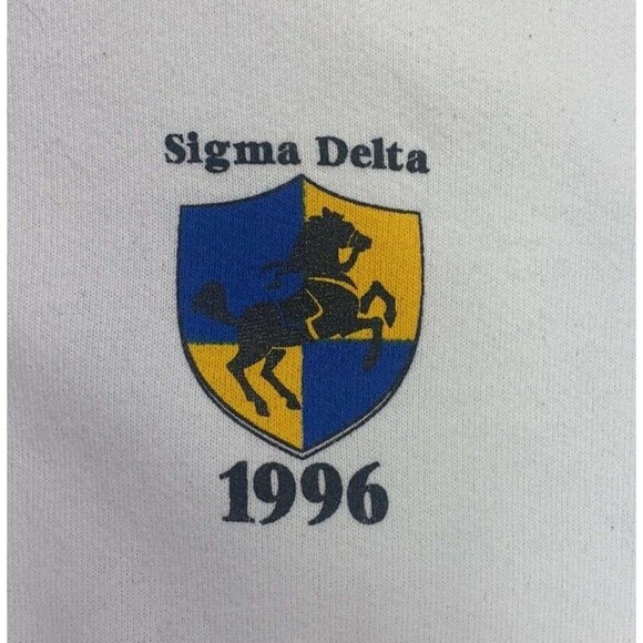Vintage Delta Sigma 1996 Crewneck Sweatshirt Adult Large White Men's XL ~STAINS~ - Picture 3 of 11